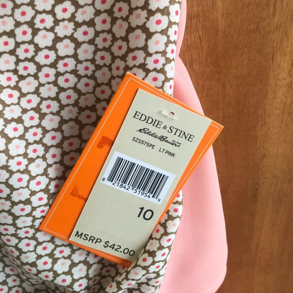 Eddie and Stine Girls 10 Dress Peach tan floral - Picture 6 of 11